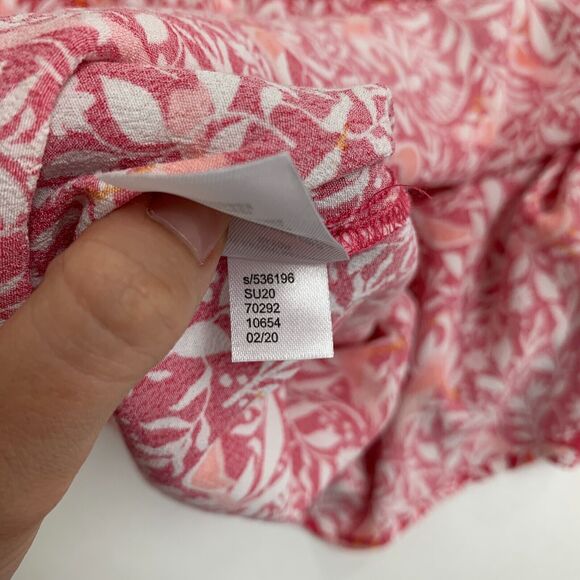 Ann Taylor Loft Floral Blouse Womens S Small Short Sleeve Rayon V Neck Shirt - Picture 9 of 11